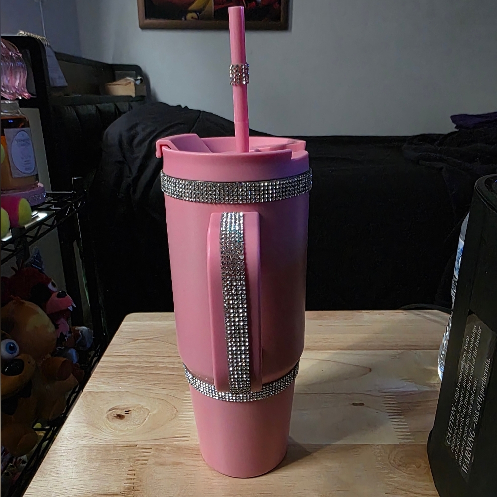 Custom Rhinestone Pink Tumbler